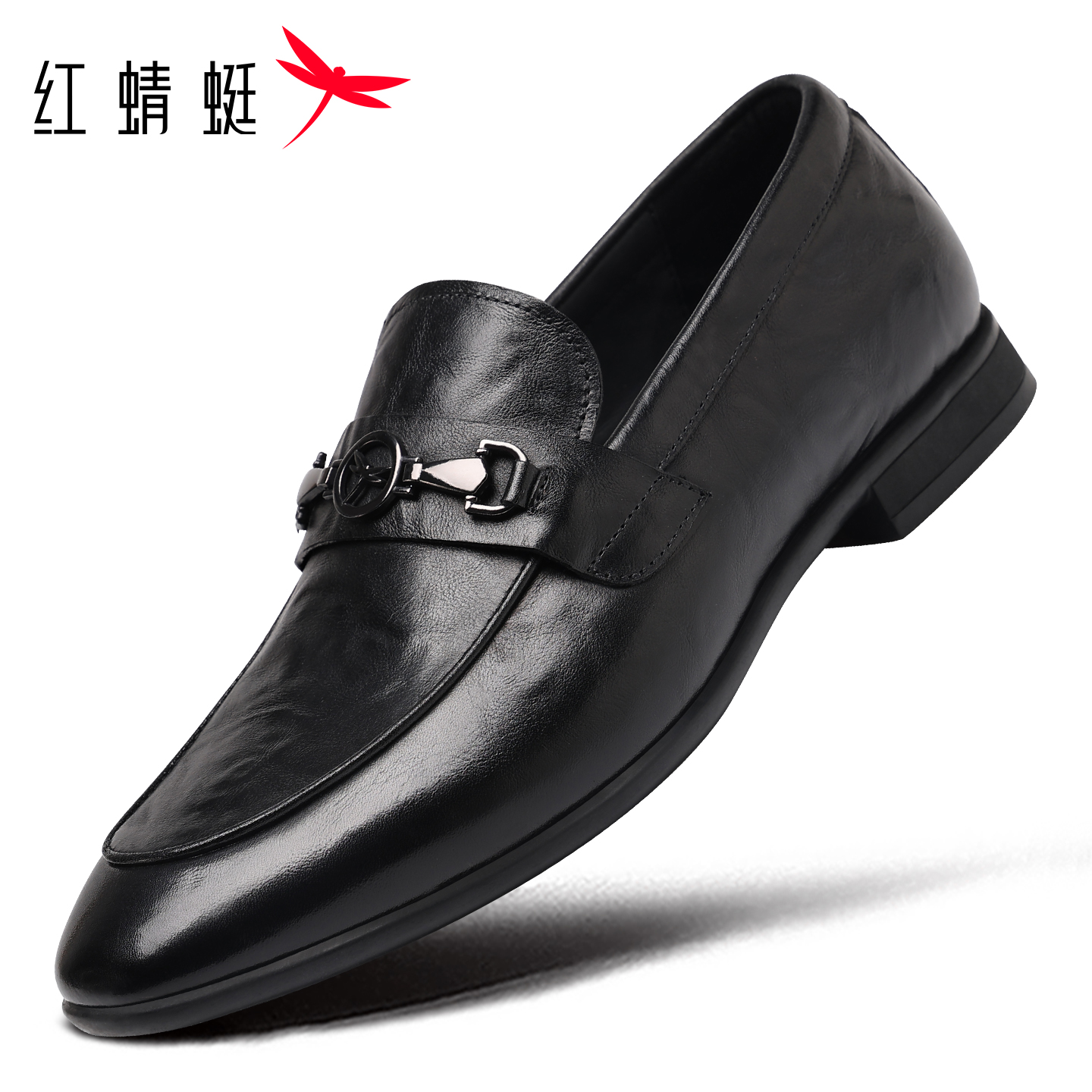 红蜻蜓皮鞋男商务正装乐福鞋真皮
