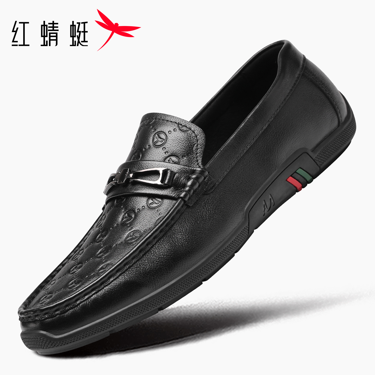 红蜻蜓品牌黑色男士乐福鞋