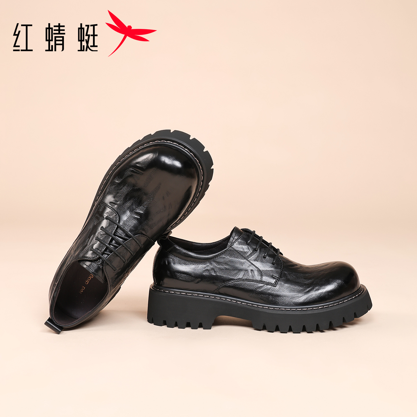 红蜻蜓品牌黑色男士皮鞋