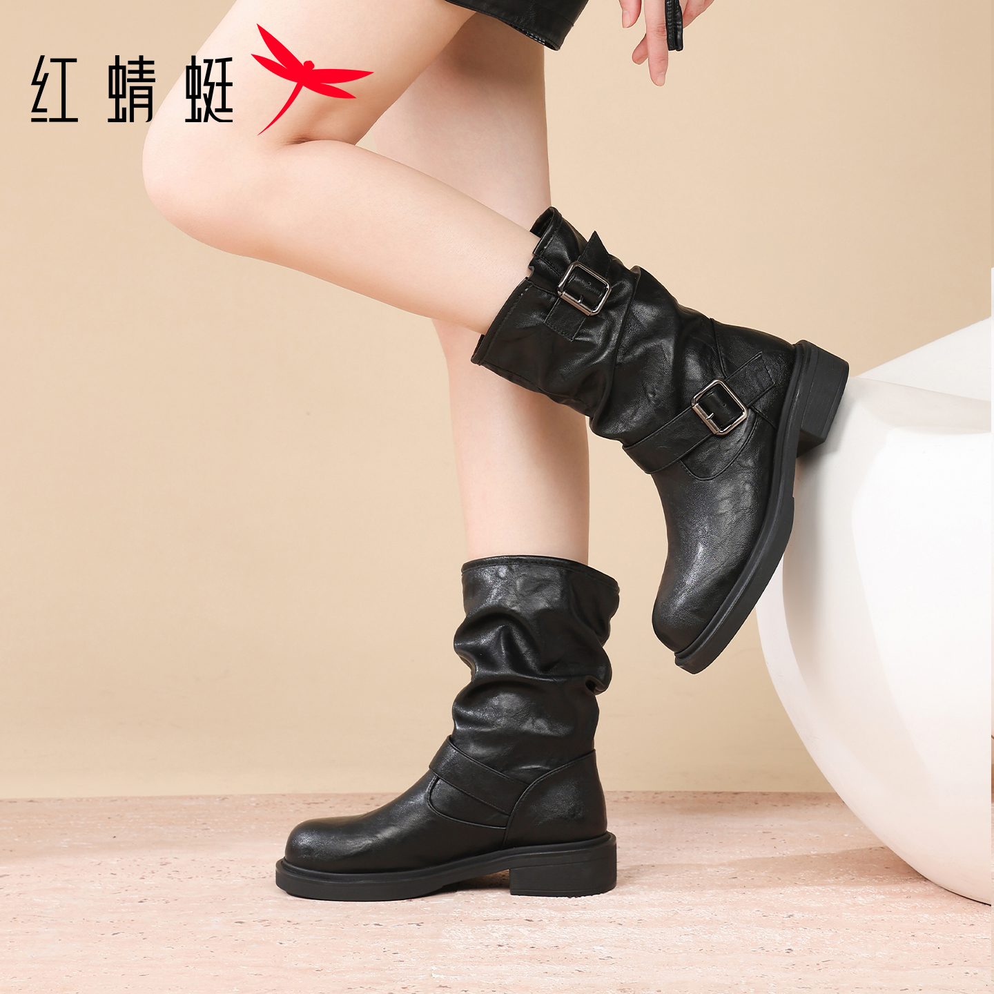 红蜻蜓靴子长筒靴女款