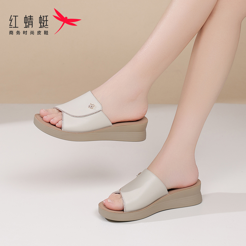 红蜻蜓一字拖厚底沙滩凉拖鞋女夏