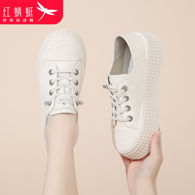 平跟板鞋红蜻蜓小白鞋