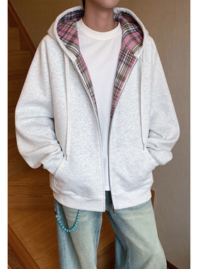 【NO LOGO PLUS】25秋季男士新款基础拉链连帽衫硬挺短款外套卫衣