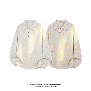 【NO LOGO PLUS】男士美式复古polo春季上衣宽松慵懒情侣外套