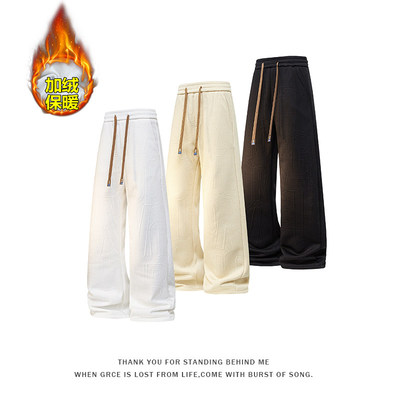 冬季新款男士加绒运动裤休闲卫裤