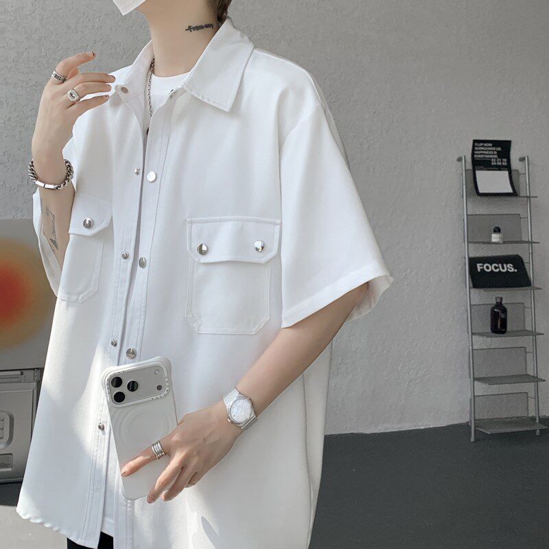 NOLOGOPLUS男士工装短袖衬衫图片