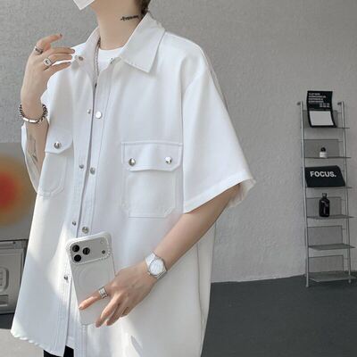 NOLOGOPLUS男士工装短袖衬衫
