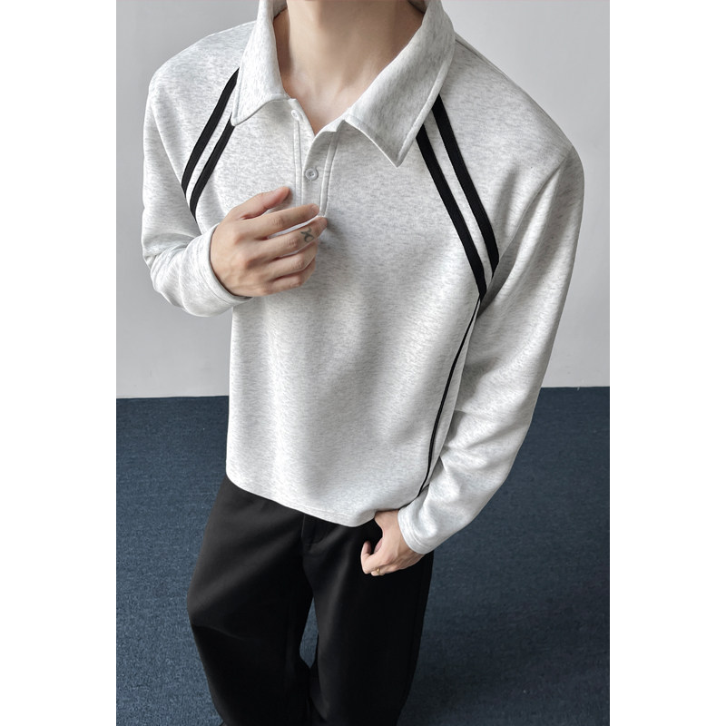 NOLOGOPLUS男士翻领POLO衫长袖图片