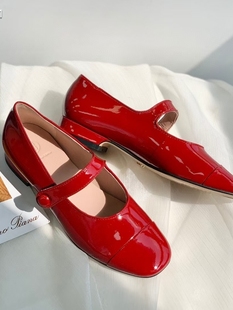 小香牛皮女单鞋 Miraleking玛丽珍平底扣带浅口女鞋 平底真皮跳舞鞋