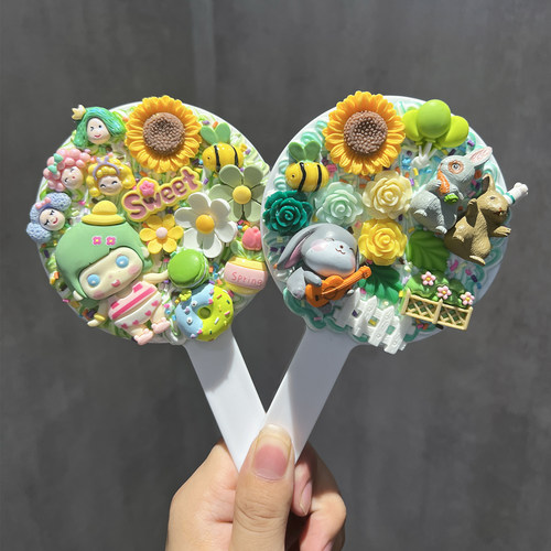 奶油胶镜子diy材料包卡通女孩