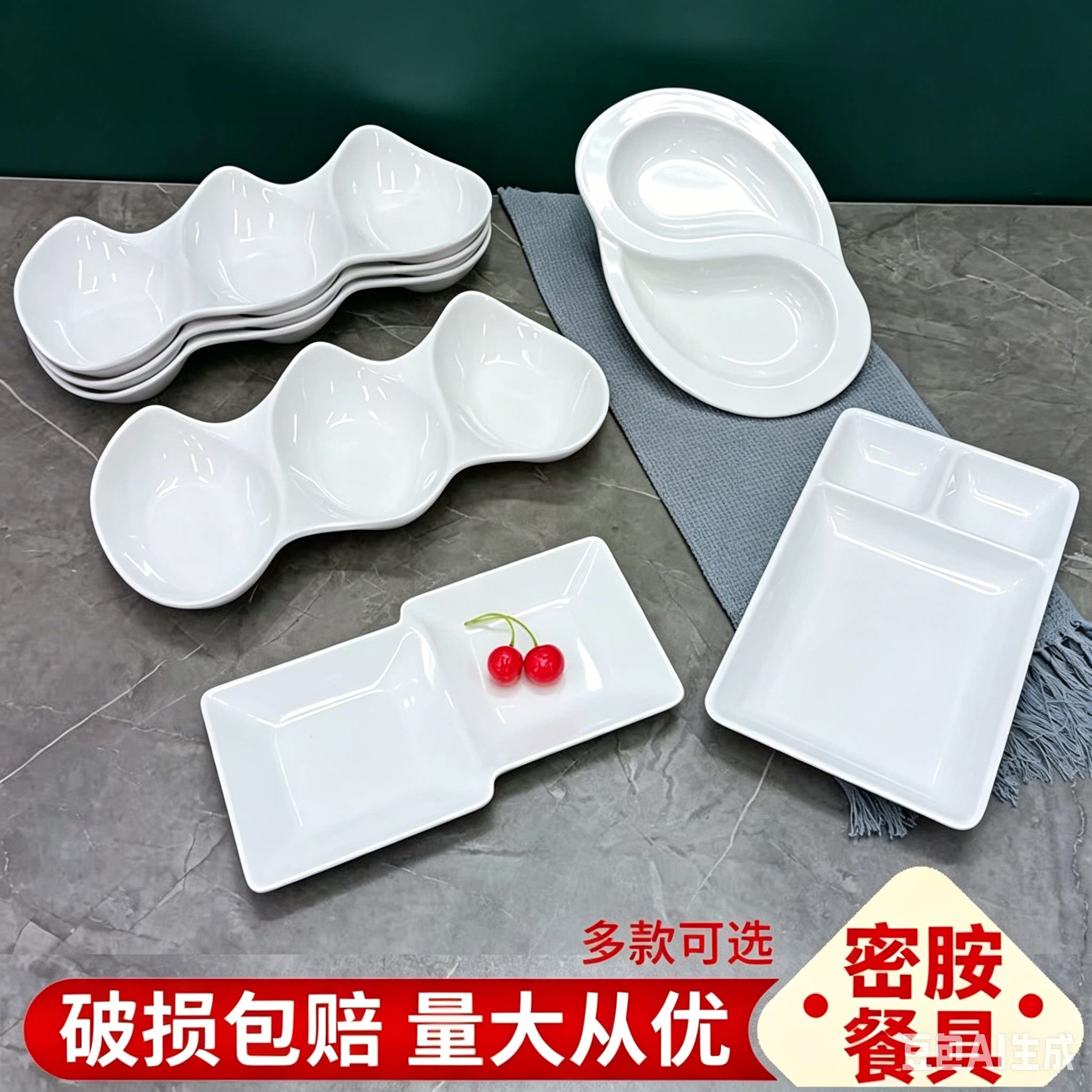 商用密胺多格自选食堂餐盘