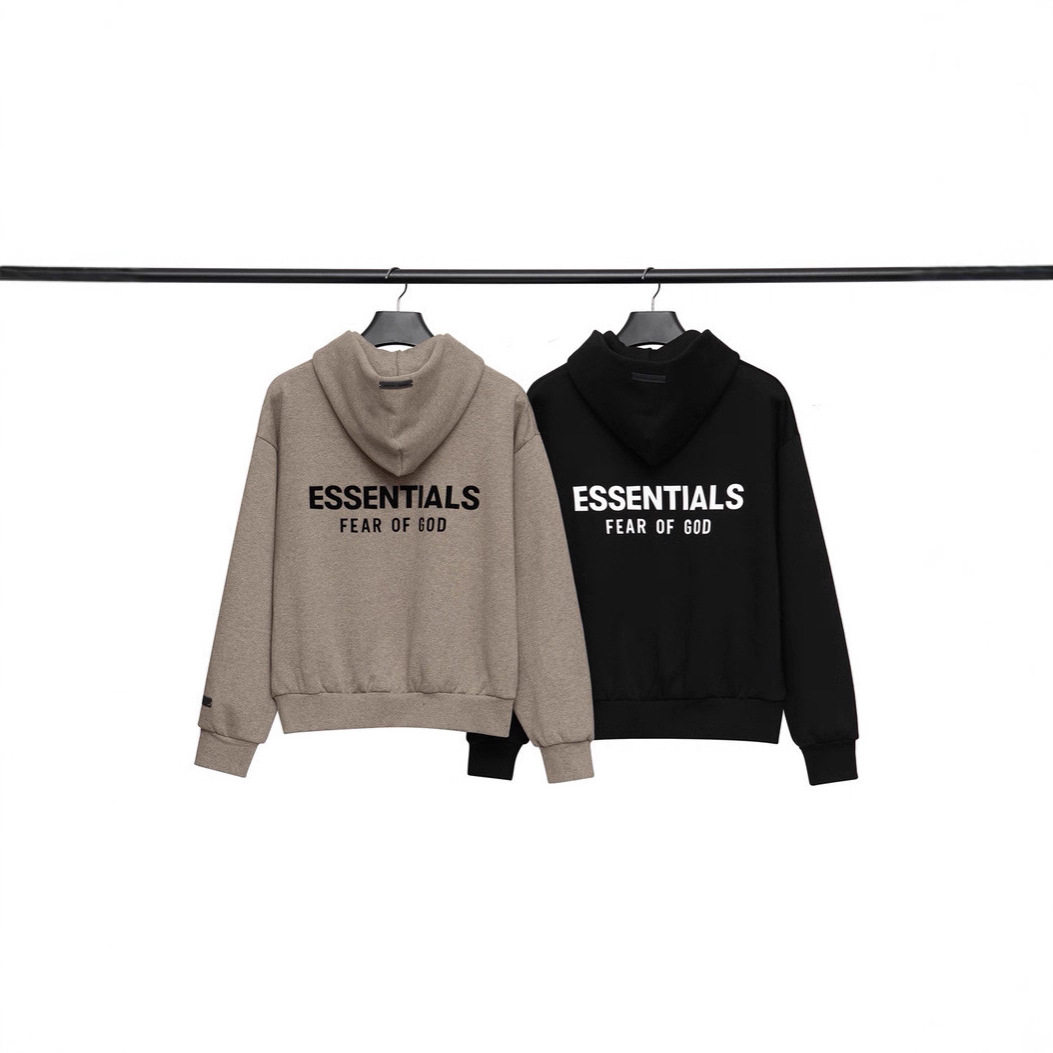 OW系列FOG ESSENTIALS秋冬潮牌美式加绒宽松拉链连帽卫衣男