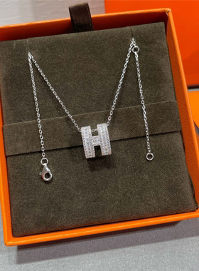 V金镀金满钻H项炼高级感女生超闪轻奢18K质感气质小红书热卖