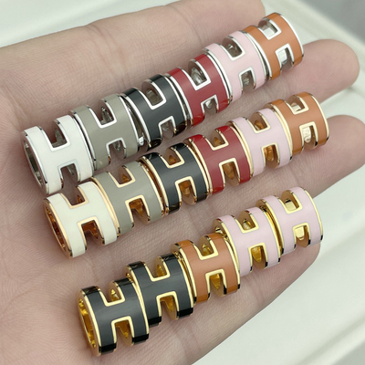 h字母迷你mini珐琅18k玫瑰金pop耳钉耳环女轻奢防过敏银镀金