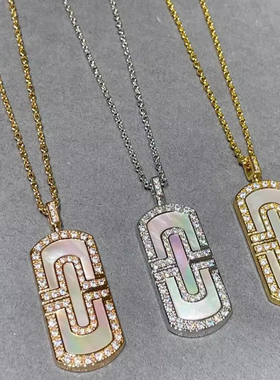 V金包金白贝母回形针项炼高级女生超闪轻奢18K质感气质小红书热卖