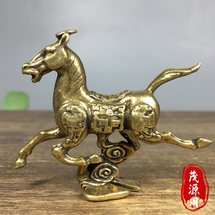 纯黄铜马踏飞燕摆件马上发财生肖马铜器家居客厅办公室招财摆件