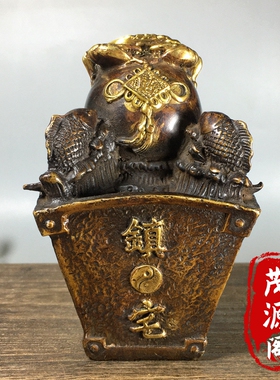 古玩铜器纯铜鎏金八方来财螃蟹聚宝盆富足斗镇宅招财风水摆件收藏