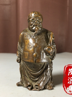 古玩纯铜福寿地主摆件一本万利招财老财主人物铜像家居招财摆件