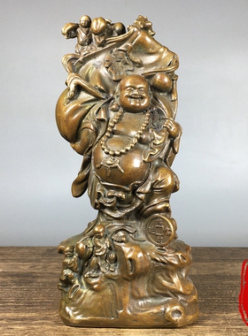黄铜实心招财进宝弥勒佛五子登科送子弥勒佛家居客厅摆件装饰品
