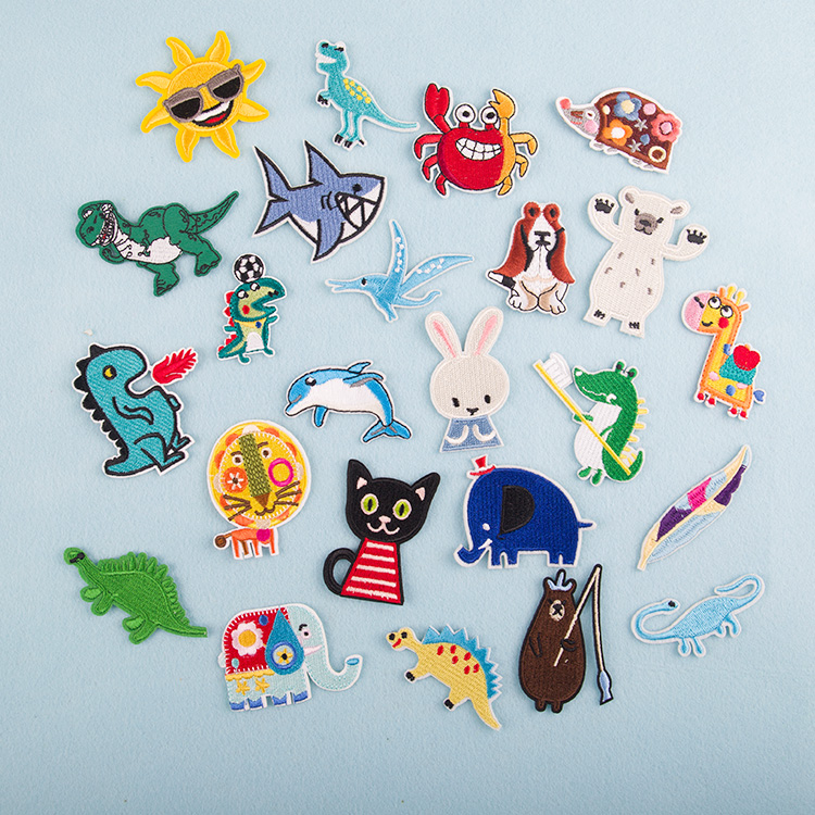 可爱卡通小动物补丁布贴儿童创意diy修补洞贴花电脑背胶绣花章贴