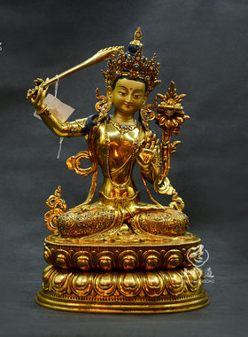 鎏金雕花文殊师利佛堂尼泊尔手工