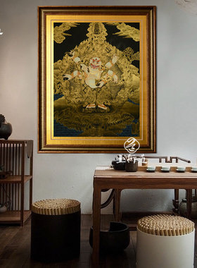 上行道 手工唐卡 六臂白玛哈嘎拉手绘佛像 六臂白玛哈嘎啦 装饰画