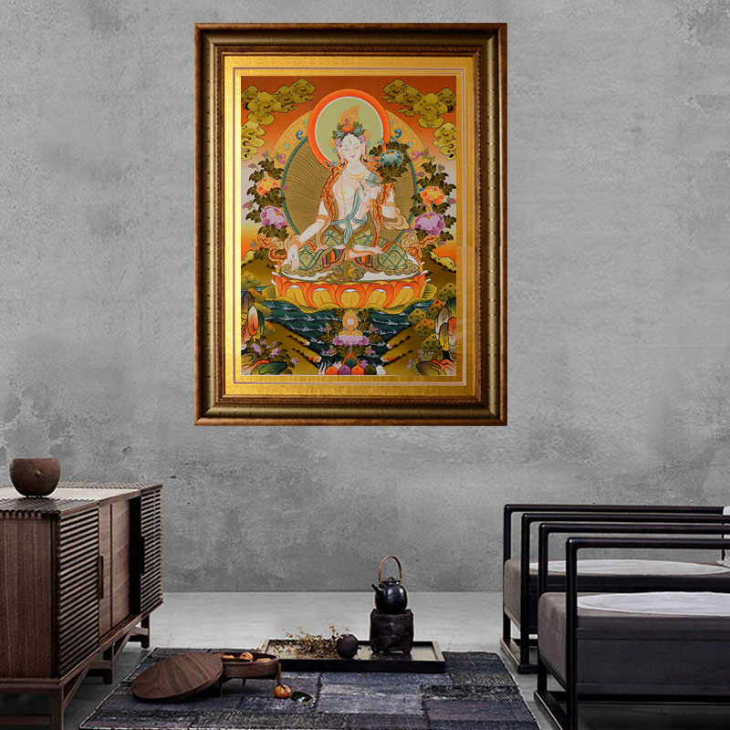 白度母菩萨颜料西藏佛像唐卡画