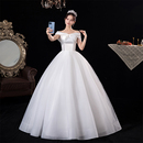 缎面婚纱2025新款 宫廷简约仙气出门纱齐地107 气质新娘一字肩法式