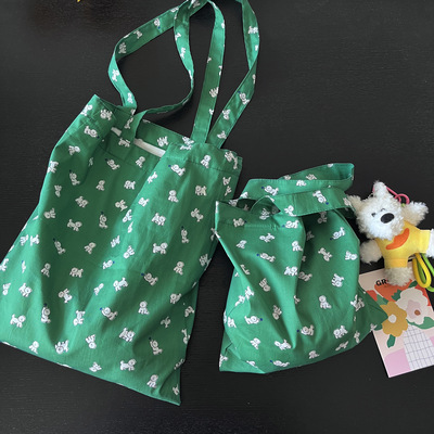 韩系可爱狗狗大容量单肩帆布包