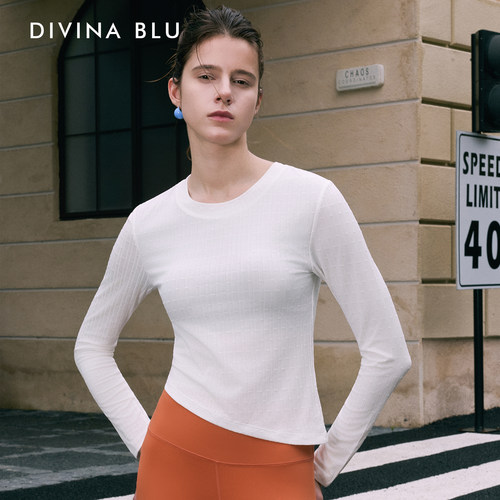 DIVINABLU迪唯纳波尔图系列肌理感瑜伽长袖T恤瑜伽上衣运动普拉提