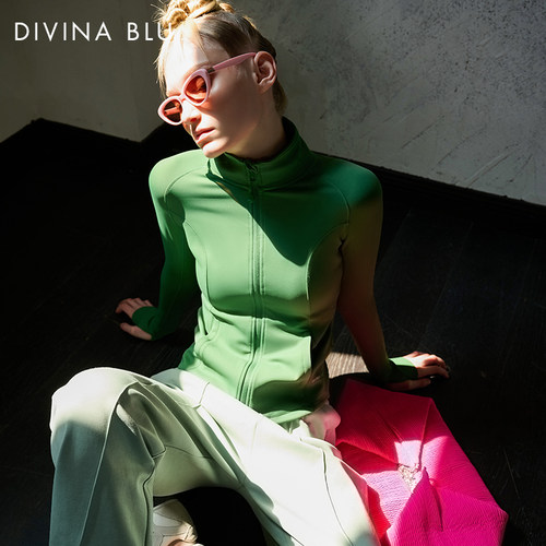 DIVINABLU迪唯纳西雅图经典时尚运动外套女长袖紧身健身瑜伽夹克