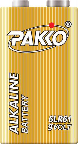 工厂直销PAKKO 高性能碱性9V电池 6LR61万用表6F22麦克风仪表专用
