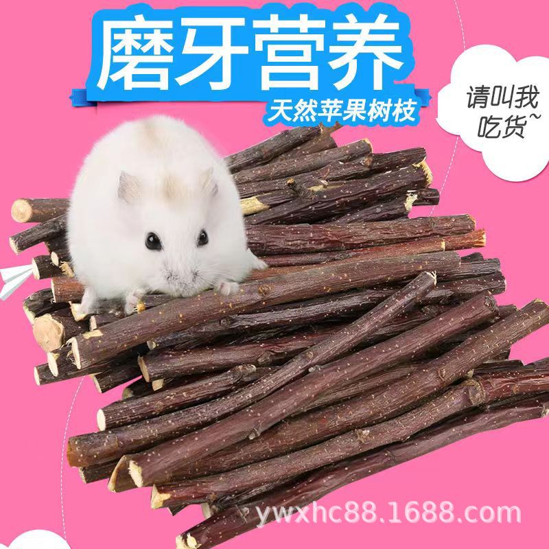 亚马逊苹果枝仓鼠兔子荷兰猪磨牙棒零食树枝啃咬木玩具烘干苹果枝