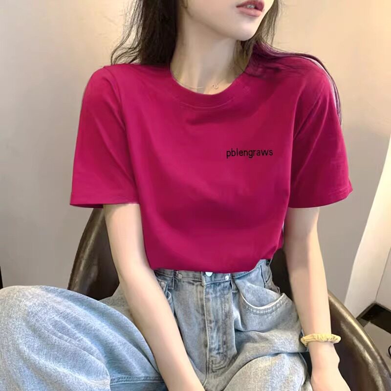 圆领短袖t恤女夏季2024新款韩版洋气宽松显瘦休闲印花短款上衣