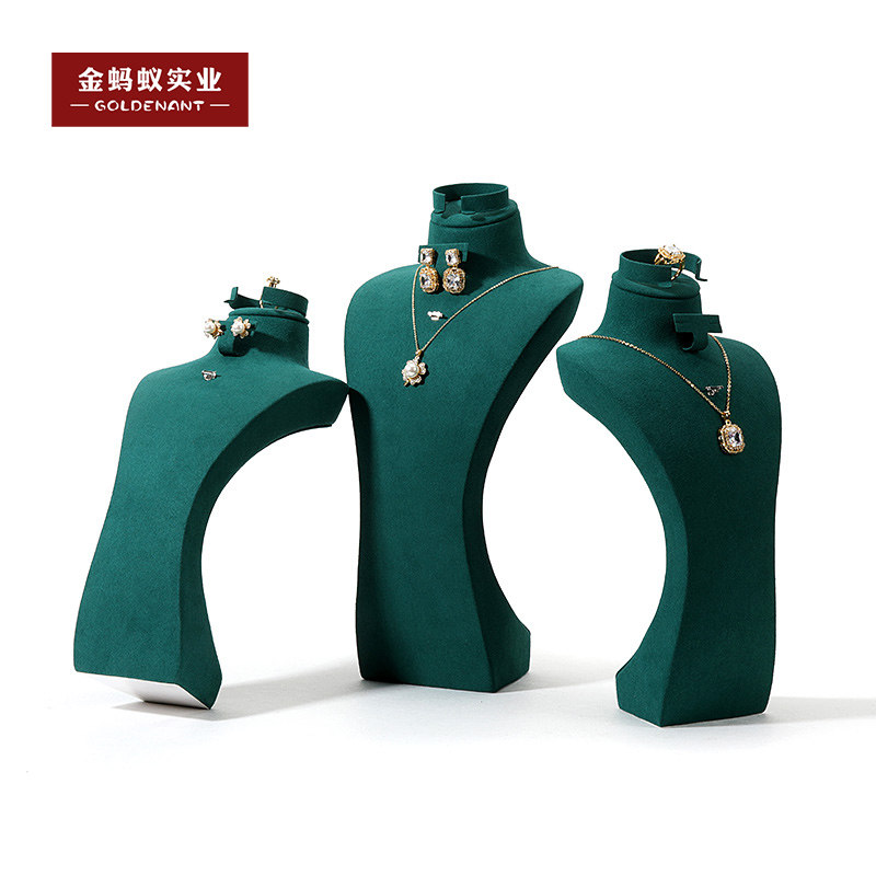 项链人像脖子展示架高档钻石翡翠耳钉戒指项链展示架橱窗展示道具