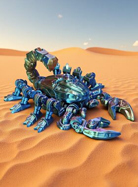 仿真蝎子赛博朋克机甲毒蝎关节可动模型儿童玩具创意手办3D随手