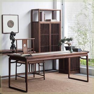 新中式书桌老榆木书法桌实木毛笔写字台老式禅意简