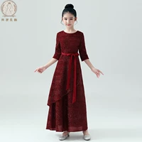 2019 thu đông cao cấp cho bé gái váy công chúa đầm công chúa mẫu cho bé catwalk váy đầm nữ trang phục dài - Váy trẻ em shop bán đồ trẻ em