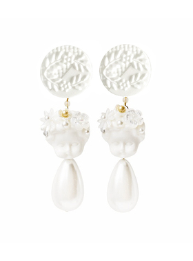 Unlogical Poem x Trout_san复古巴洛克水滴娃娃珍珠耳夹