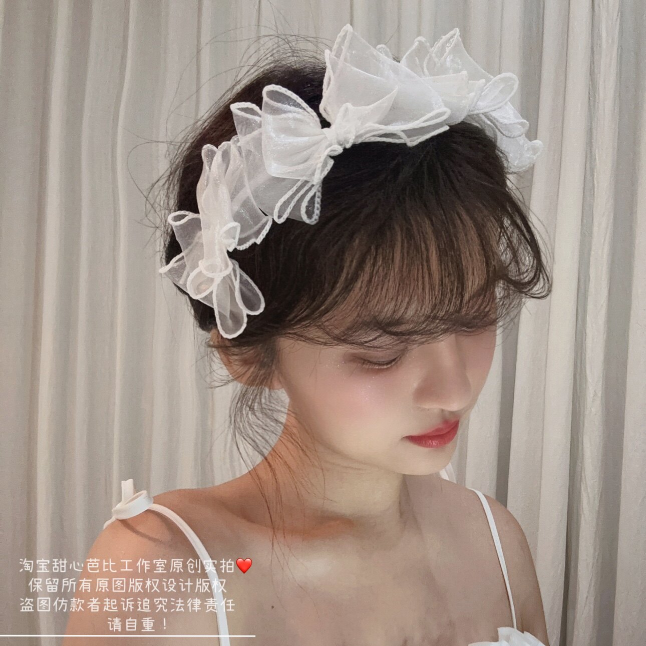 蝴蝶结发箍网纱头箍仙女风