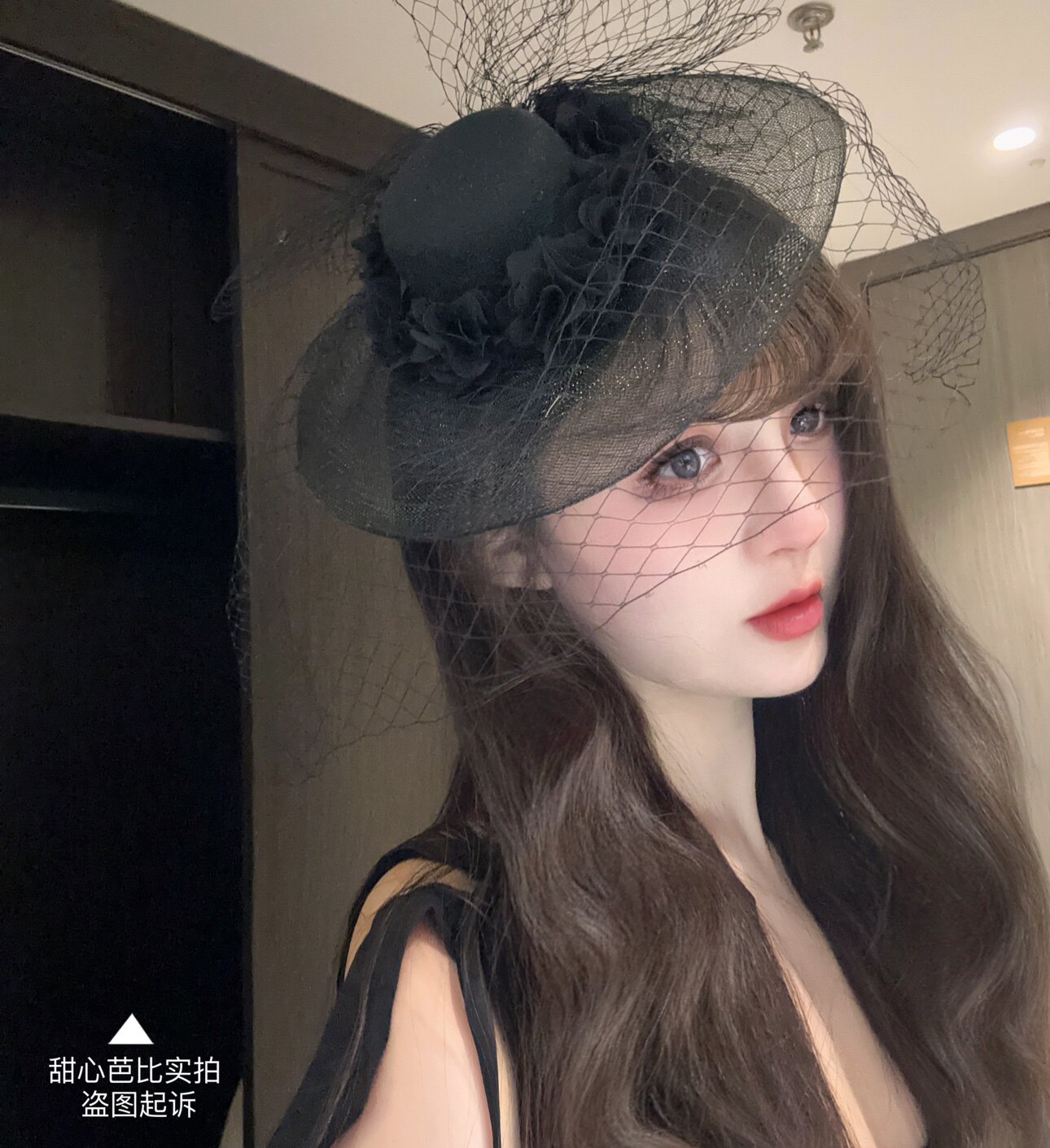 原创复古法式网纱发夹面纱花朵小礼帽头饰派对酒会演出影楼发饰