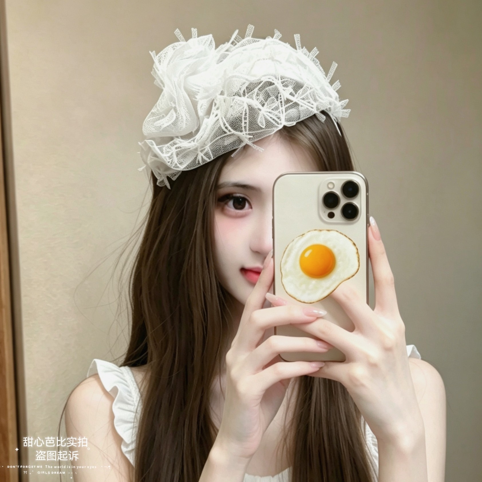 原创夏季仙女白色网纱蝴蝶结小帽子发箍宽边发卡荷叶边发饰韩版女