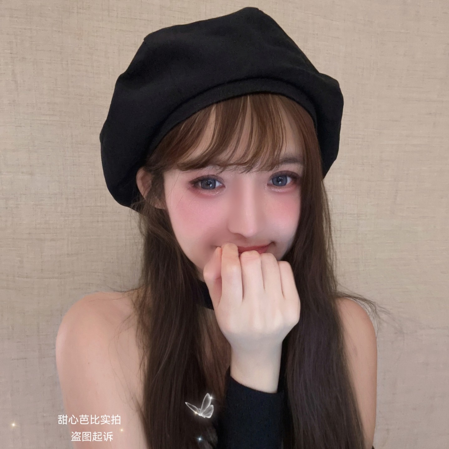 黑色春夏薄款贝雷帽女网红画家帽女生日系显脸小八角帽子大头围