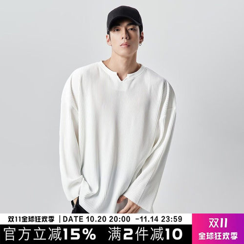 长袖T恤NOXXNOXXV领宽松