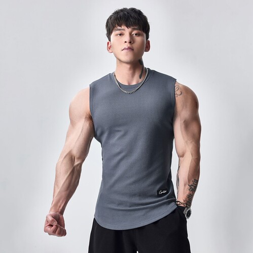 GYMDOG无袖弹力男肌理纹背心