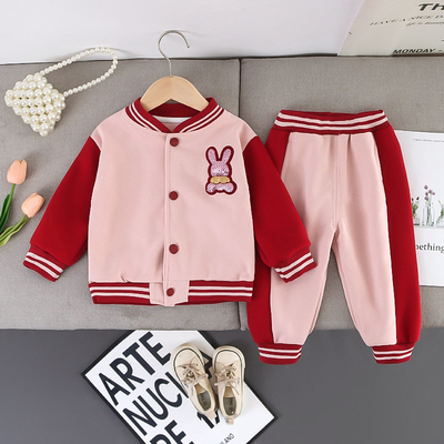 2025新款女童套装秋装洋气儿童运动两件套韩版时髦女宝宝春秋款棉