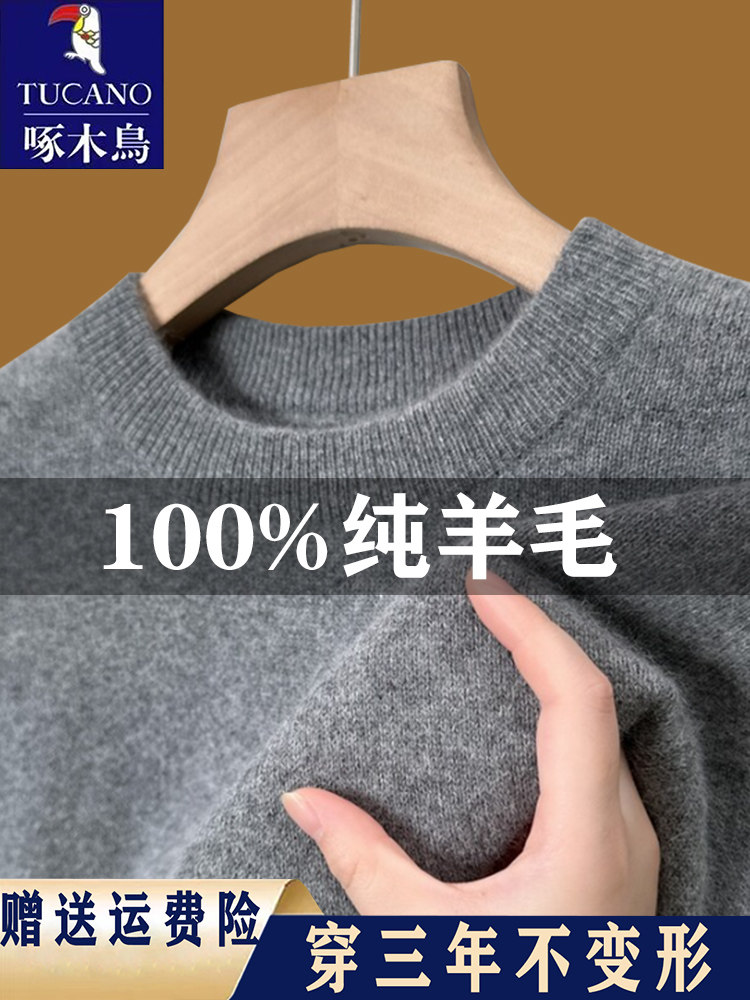 Woodpecker 100 Cardigan Men's Winter New Round Neck Loose Sweater