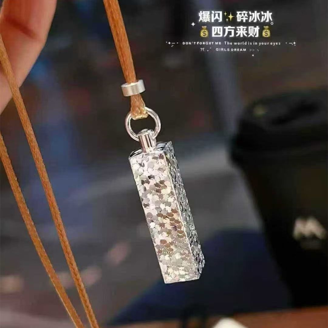 足银999碎冰冰四方来财项链情侣