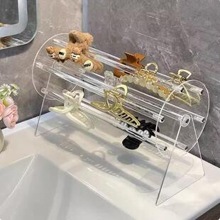 女生鲨鱼夹旋转收纳架抓夹收纳神器发箍发夹陈列架大容量桌面整理