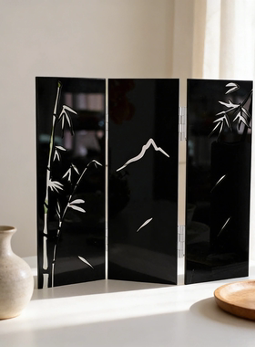 桌面亚克力新中式屏风装饰摆件